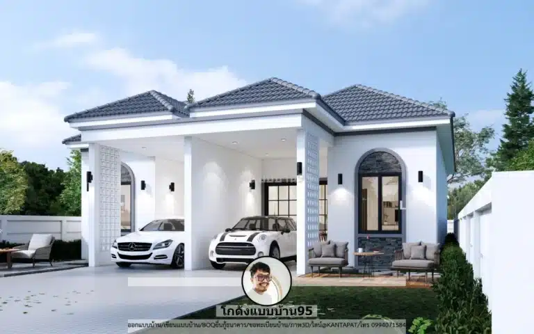 แบบบ้าน P-2630 บ้านแฝดชั้นเดียว 3 ห้องนอน 2 ห้องน้ำ พร้อมที่จอดรถ