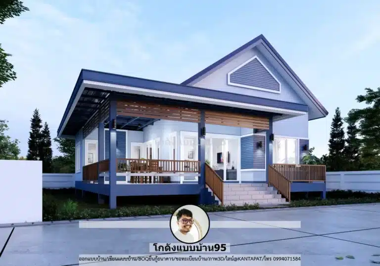 บ้านชั้นเดียว 2 ห้องนอน ขนาด120ตารางเมตร แบบบ้าน P-2628