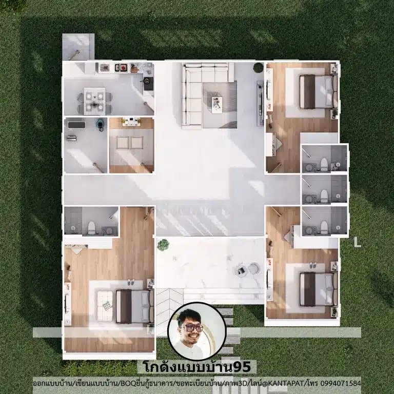 P-2644-บ้านชั้นเดียวสไตล์ปั้นหยา 3 ห้องนอน