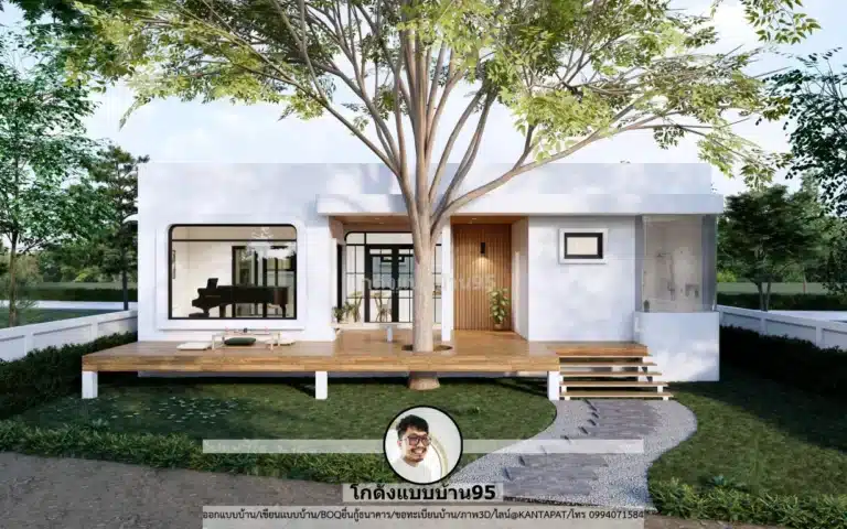 บ้านชั้นเดียวทรงกล่อง 1 ห้องนอน แบบบ้าน S-188