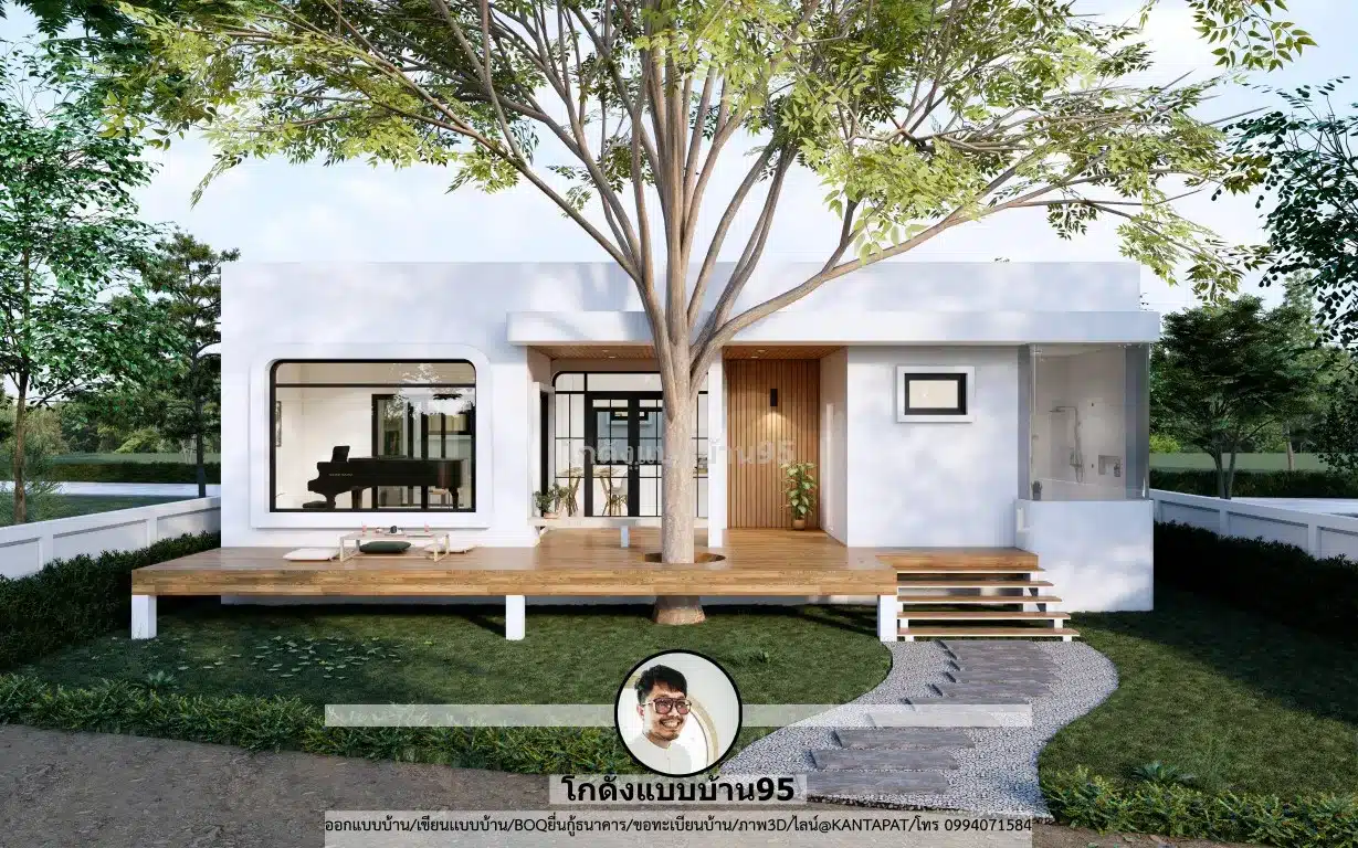 บ้านชั้นเดียวทรงกล่อง 1 ห้องนอน แบบบ้าน S-188
