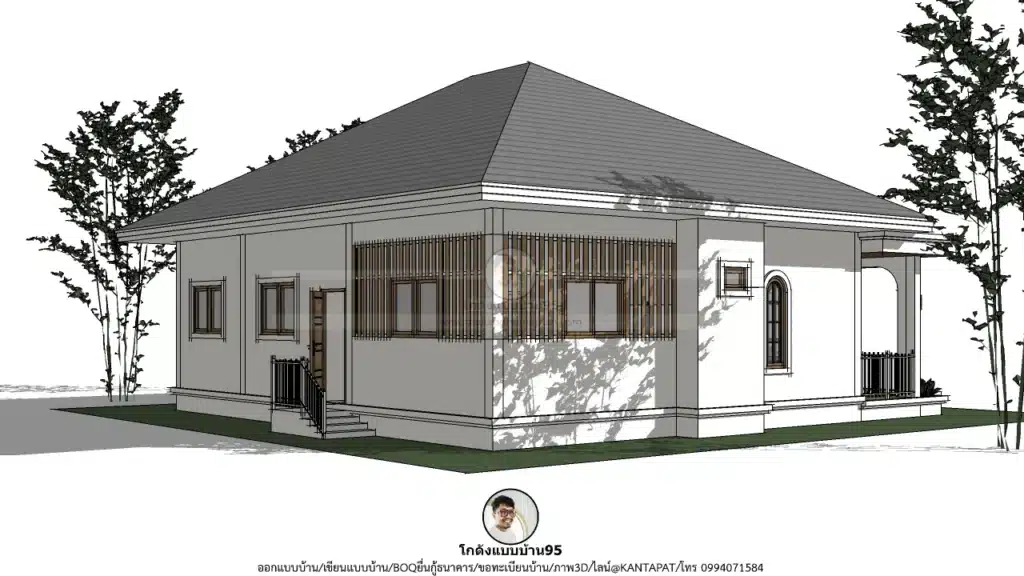 P-2633-แบบบ้านชั้นเดียว 4 ห้องนอน