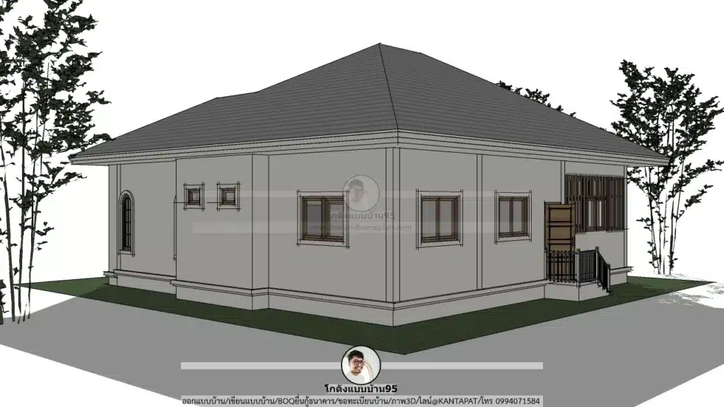 P-2633-แบบบ้านชั้นเดียว 4 ห้องนอน