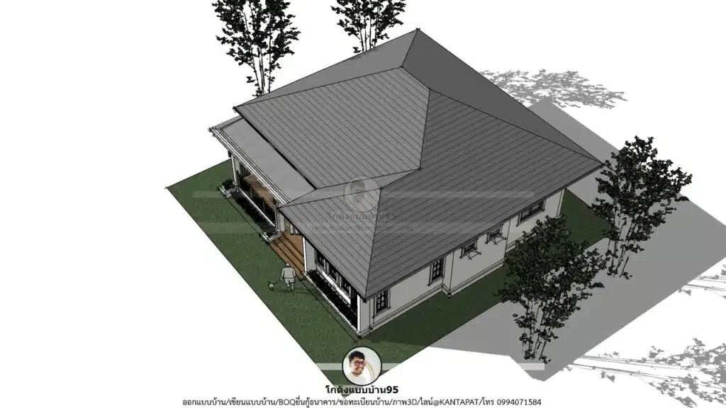 P-2633-แบบบ้านชั้นเดียว 4 ห้องนอน