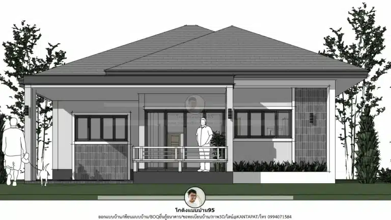 บ้านชั้นเดียว 3 ห้องนอน พร้อมที่จอดรถ 1 คัน แบบบ้าน P-2678