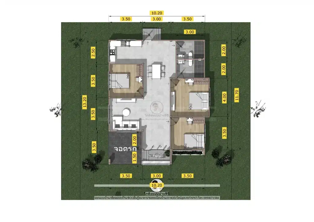 P-2678-บ้านชั้นเดียว 3 ห้องนอน