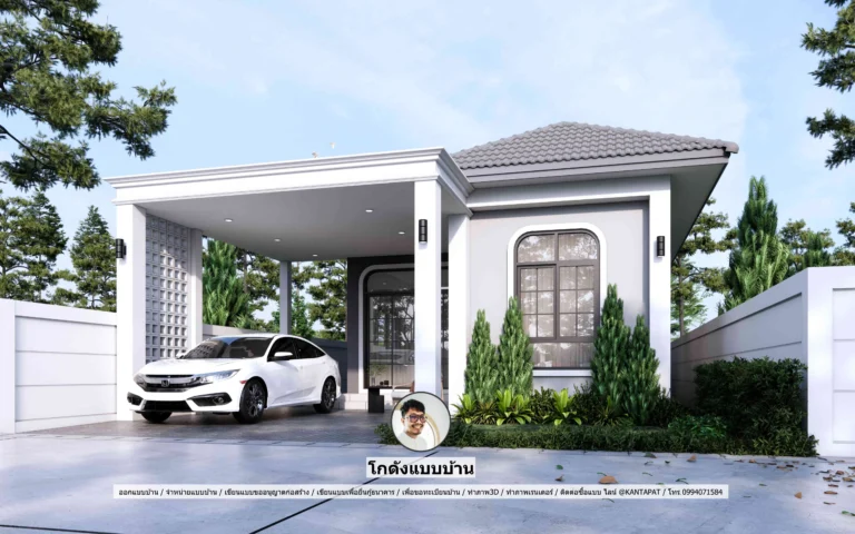 บ้านสไตล์คอนเทมโพรารี พร้อมที่จอดรถ แบบบ้าน P-2760