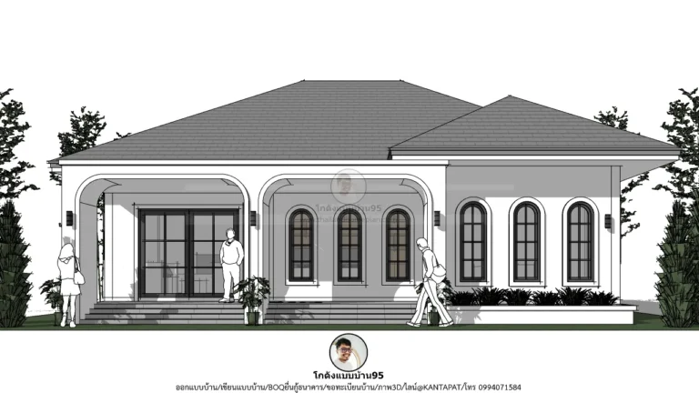 บ้านชั้นเดียวและออฟฟิส สไตล์คอนเทมโพลารี่ แบบบ้าน P-2740