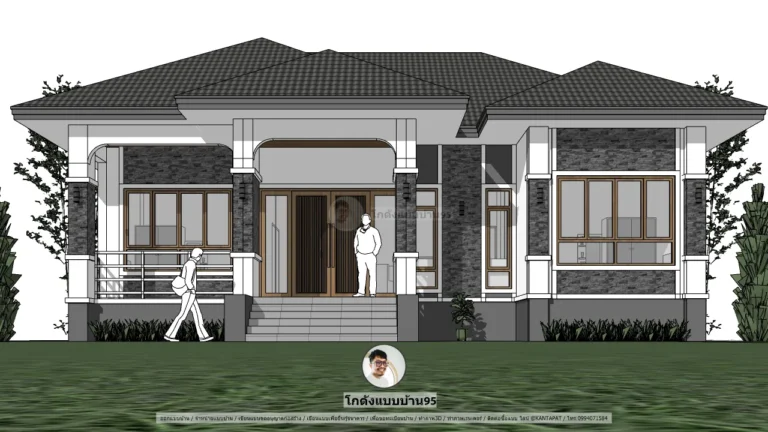 บ้านชั้นเดียว สไตล์คอนเทมโพรารี 5 ห้องนอน แบบบ้าน P-2758