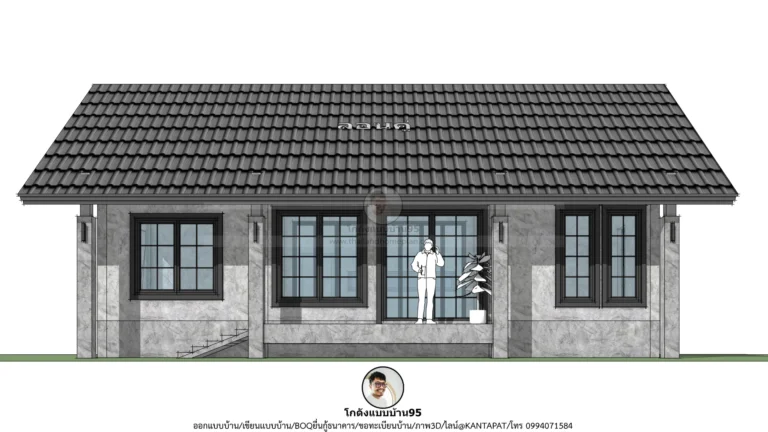 บ้านชั้นเดียวสไตล์ลอฟท์ หลังคาทรงจั่ว  2 ห้องนอน แบบบ้าน P-2770