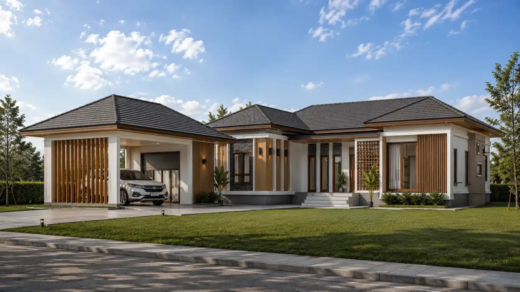 P-2524-บ้านชั้นเดียว พร้อมโรงจอดรถ