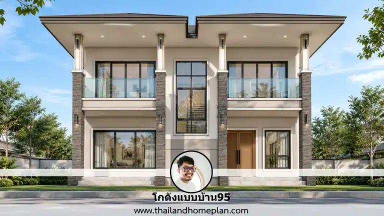 บ้านสองชั้นสไตล์ปั้นหยา 3 ห้องนอน แบบบ้าน P-2773